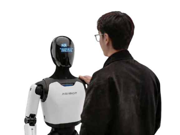Human interacting with AGIBOT A3