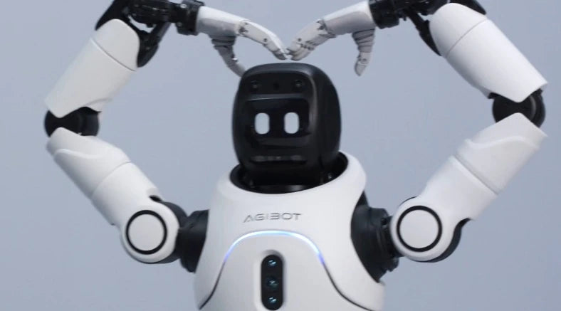 Compact humanoid demonstrating expressive arm and Lite-S hand gestures