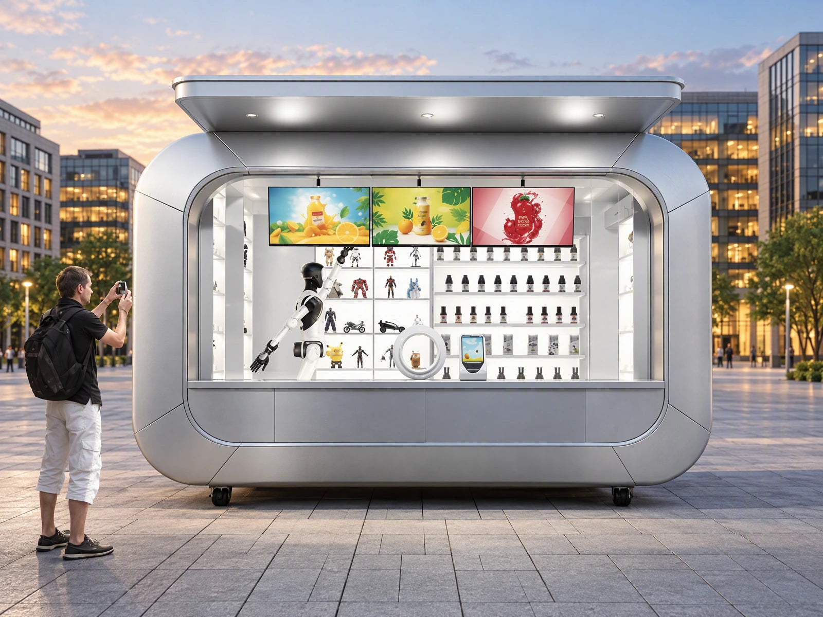 Reference-based visualization: Robot-operated retail station from the official solution brochure