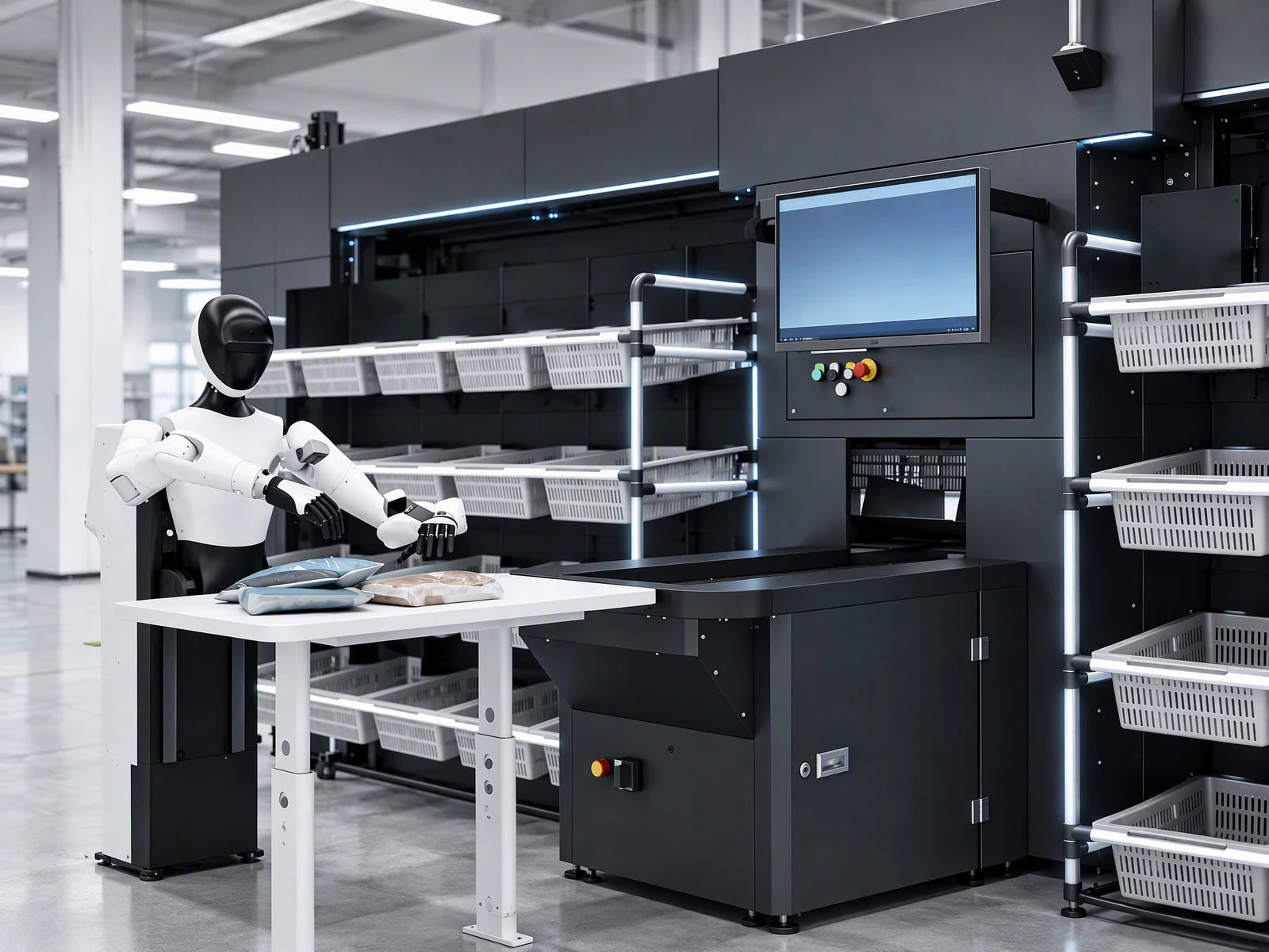 Reference-based visualization: AGIBOT robot at a logistics sorting workstation